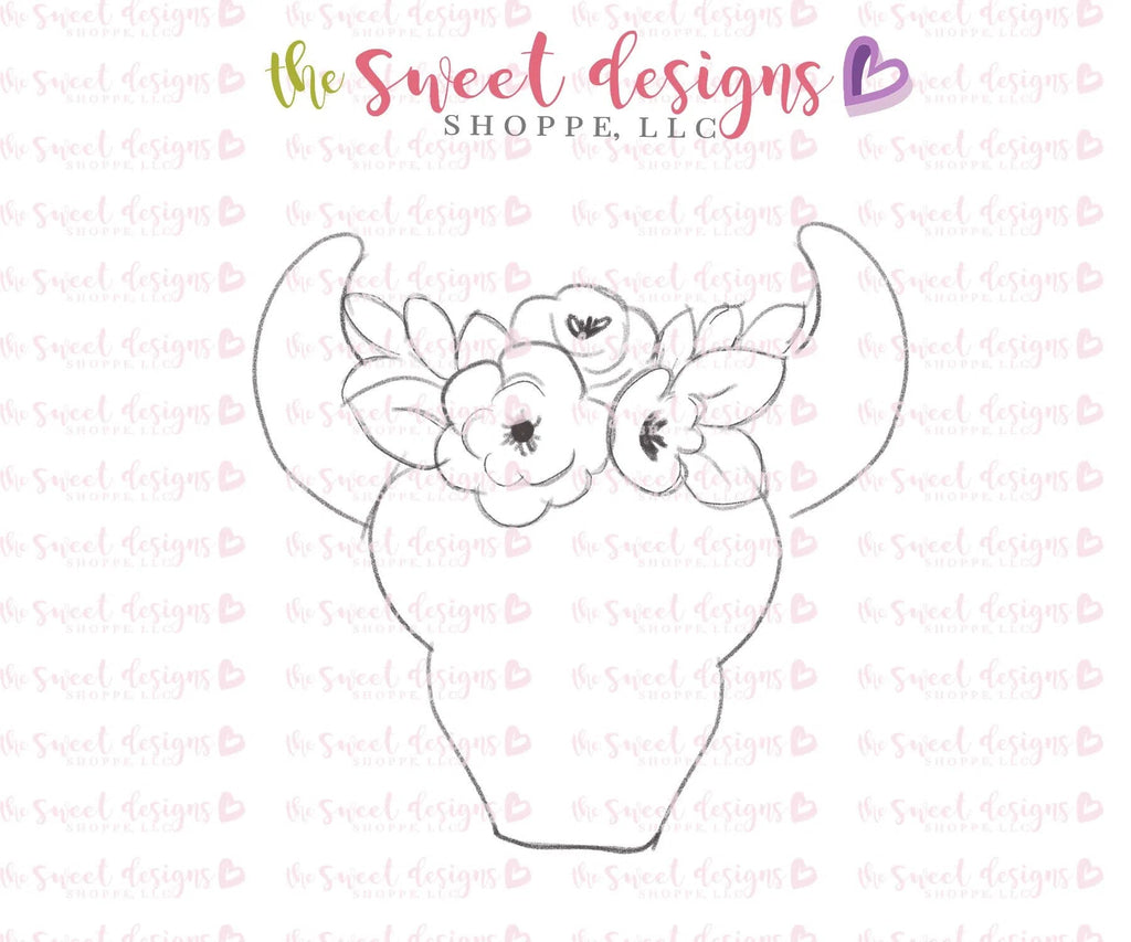 Cookie Cutters - Floral Bull Skull - Cookie Cutter - Sweet Designs Shoppe - - ALL, Animal, Boho, Bridal, Cookie Cutter, hobby, Miscellaneous, Nature, Promocode