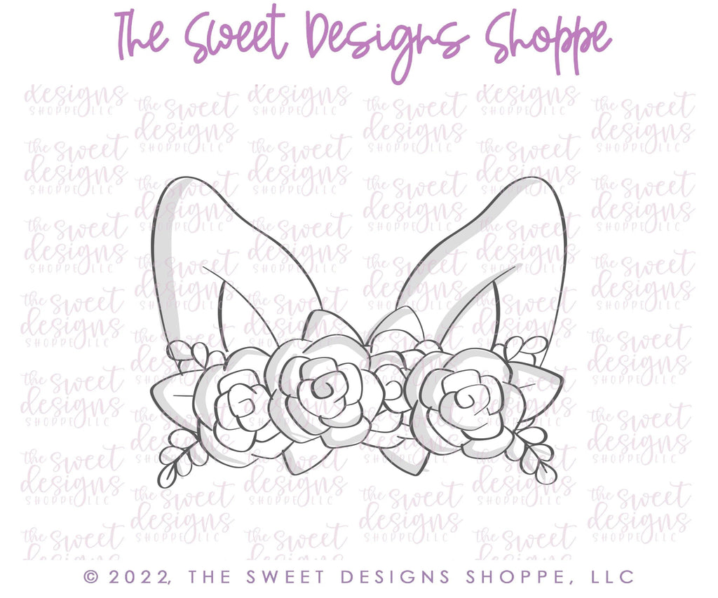 Cookie Cutters - Floral Bunny Ears - Cookie Cutter - The Sweet Designs Shoppe - TSDS - - ALL,Animal,animal plaque,Animals,Animals and Insects,Chick,Cookie Cutter,Easter,Easter / Spring,Egg,Lady Milk Stache,Lady MilkStache,LadyMilkStache,Promocode