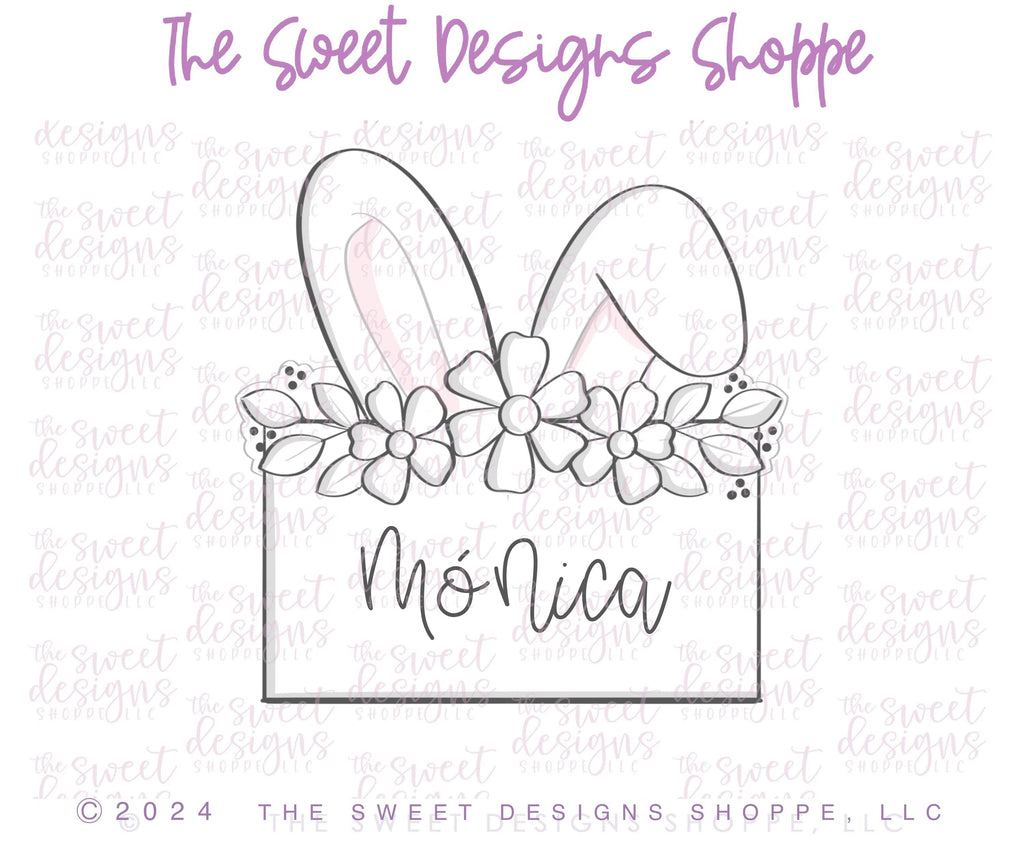 Cookie Cutters - Floral Bunny Personalized Plaque - Cookie Cutter - Sweet Designs Shoppe - - ALL, Animal, animal plaque, Animals, Animals and Insects, Cookie Cutter, Easter, Easter / Spring, handlettering, Plaque, Plaques, PLAQUES HANDLETTERING, Promocode