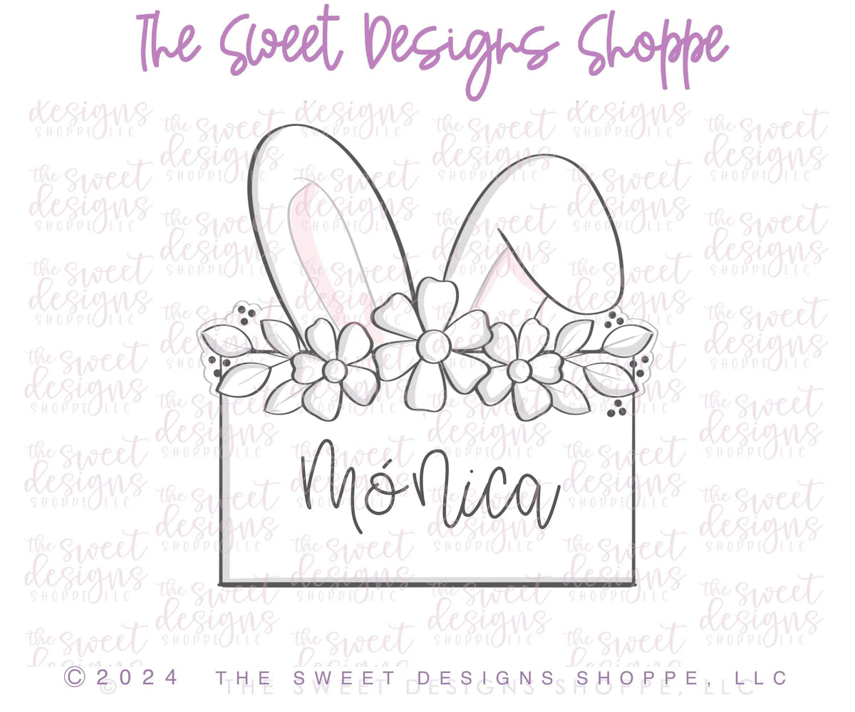 Cookie Cutters - Floral Bunny Personalized Plaque - Cookie Cutter - The Sweet Designs Shoppe - TSDS - - ALL,Animal,animal plaque,Animals,Animals and Insects,Cookie Cutter,Easter,Easter / Spring,handlettering,Plaque,Plaques,PLAQUES HANDLETTERING,Promocode,STL