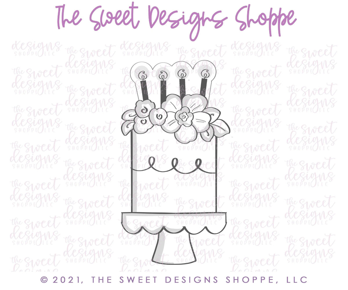 Cookie Cutters - Floral Cake with Candles - Cookie Cutter - The Sweet Designs Shoppe - TSDS - - ALL,Birthday,Cookie Cutter,happybirthdday,kid,kids,Promocode,STL,Sweet,Sweets