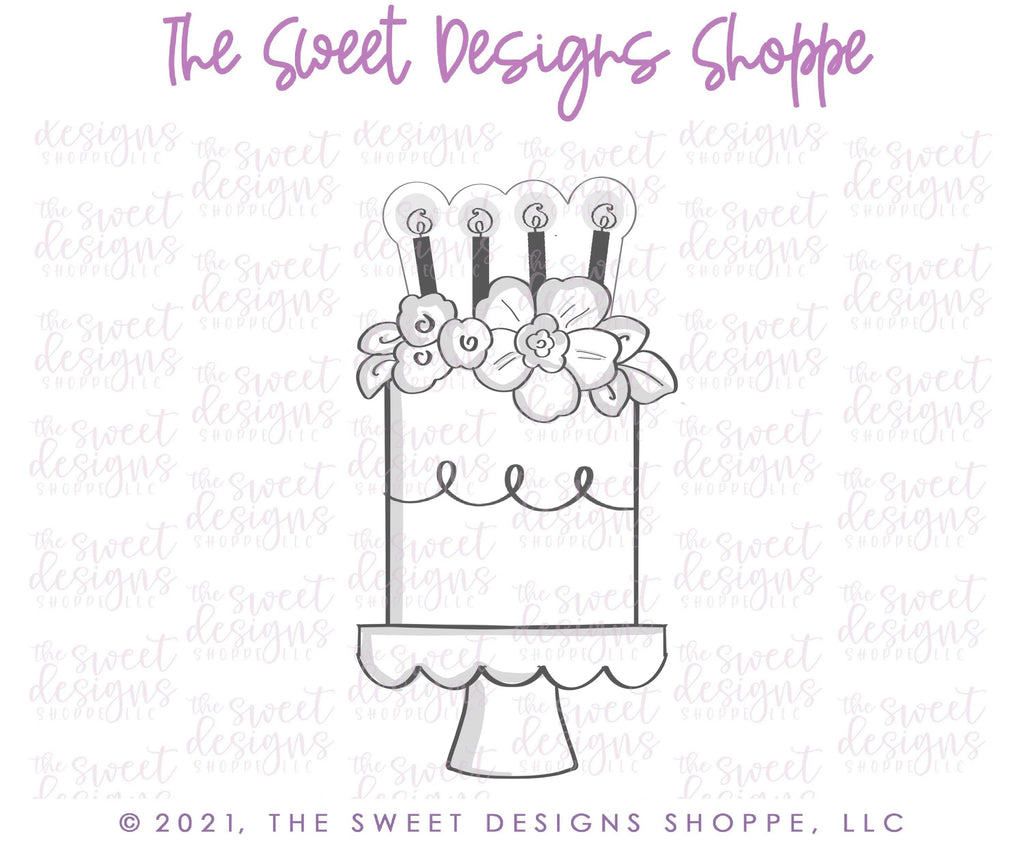 Cookie Cutters - Floral Cake with Candles - Cookie Cutter - The Sweet Designs Shoppe - TSDS - - ALL,Birthday,Cookie Cutter,kid,kids,Promocode,Sweet,Sweets