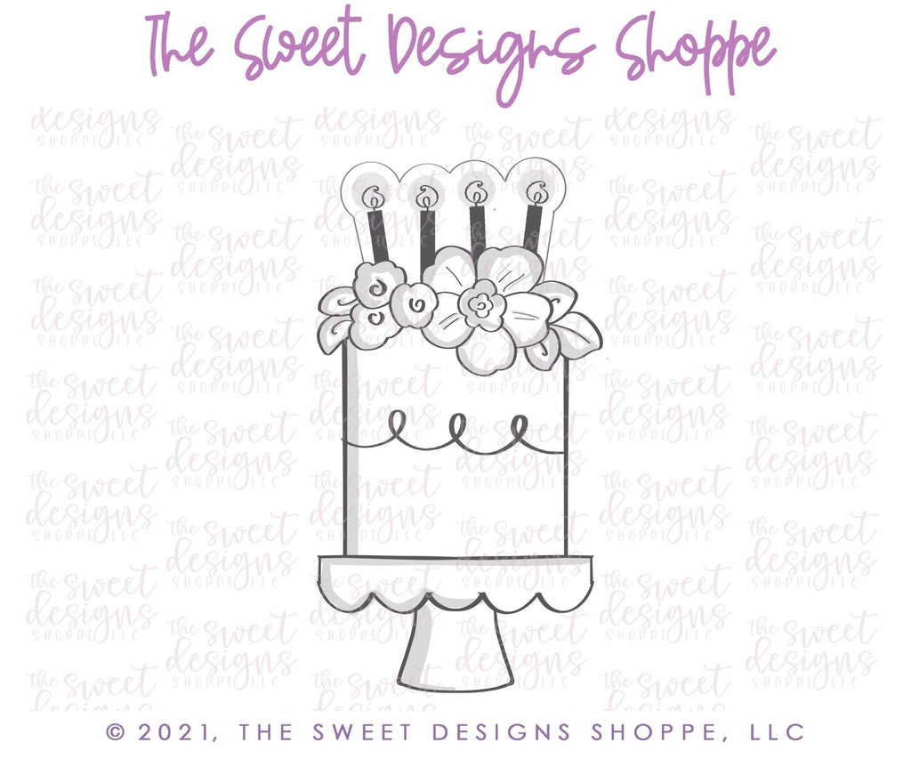 Cookie Cutters - Floral Cake with Candles - Cookie Cutter - The Sweet Designs Shoppe - - ALL, Birthday, Cookie Cutter, kid, kids, Promocode, Sweet, Sweets