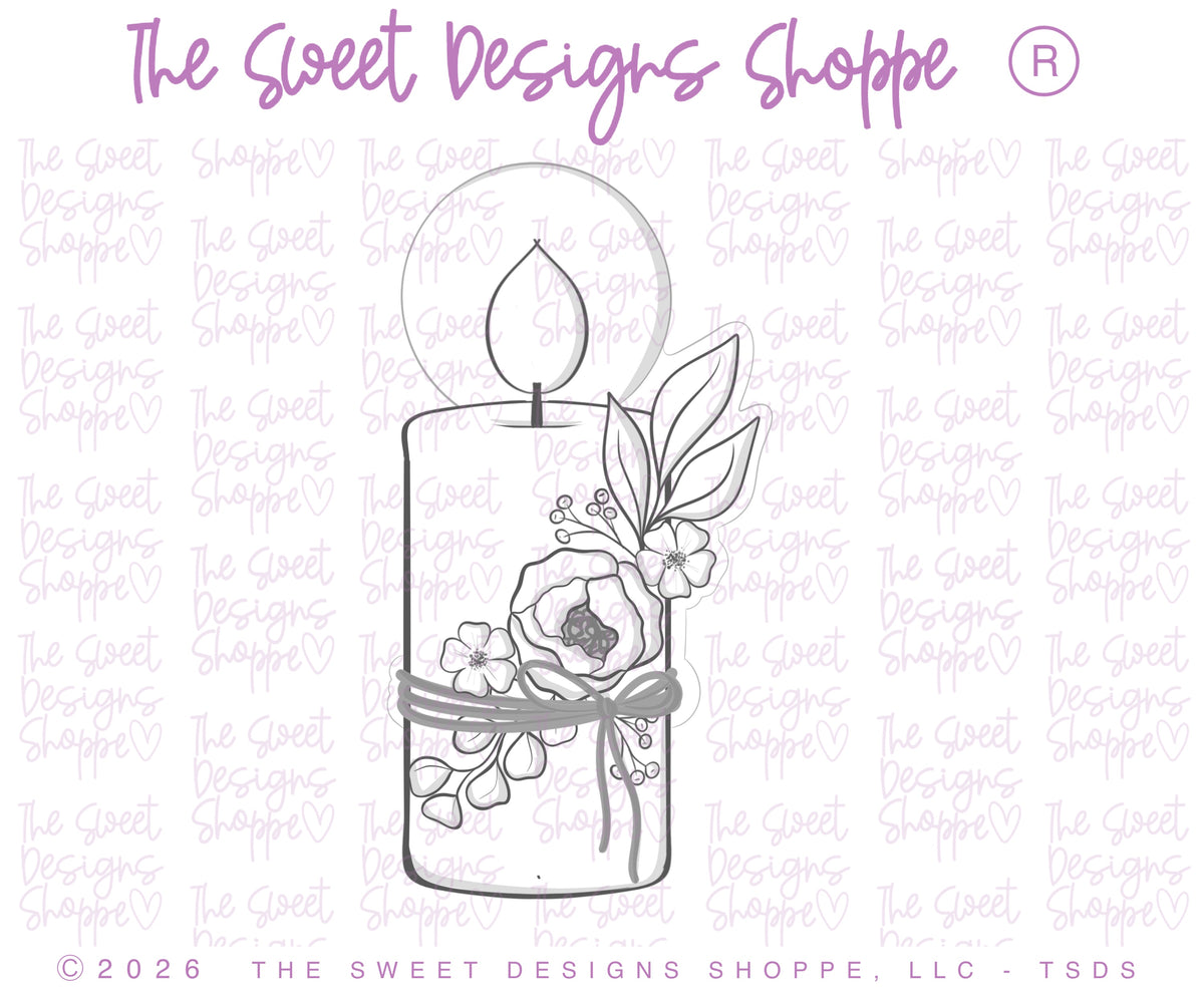 Cookie Cutters - Floral Candle - Cookie Cutter - The Sweet Designs Shoppe - TSDS - - ALL,Cookie Cutter,First Communion,floral,Promocode,Religious,STL,Wedding,Wedding Favors