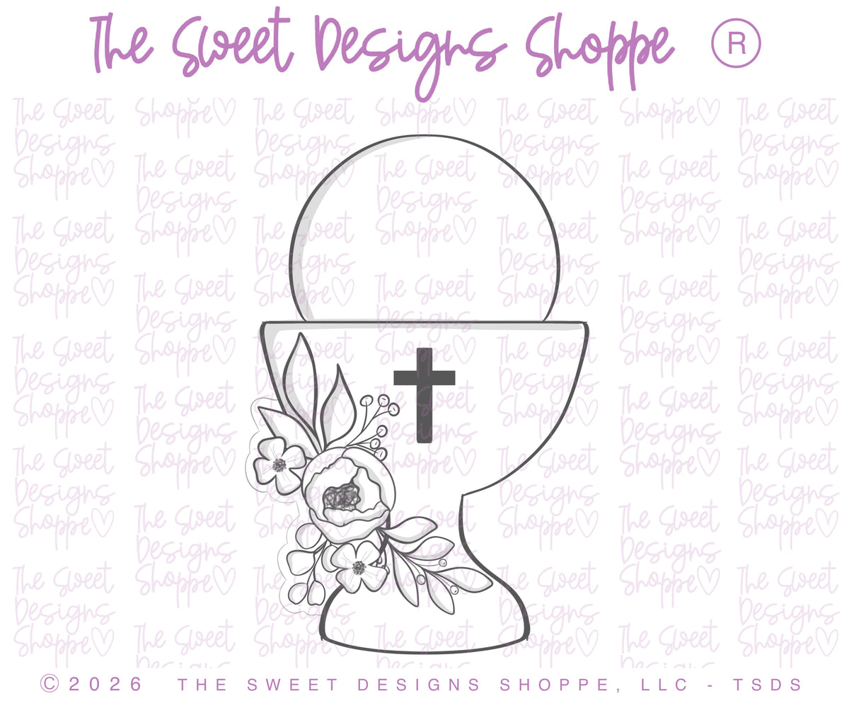 Cookie Cutters - Floral Chalice - Cookie Cutter - The Sweet Designs Shoppe - TSDS - - ALL,Cookie Cutter,Easter,Easter / Spring,First Communion,floral,Promocode,Religious,STL,Wedding,Wedding Favors