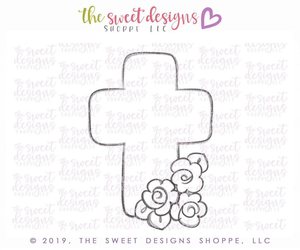 Cookie Cutters - Floral Cross - Cookie Cutter - The Sweet Designs Shoppe - - 2019, ALL, Cookie Cutter, Easter / Spring, Holiday, Promocode, Religious