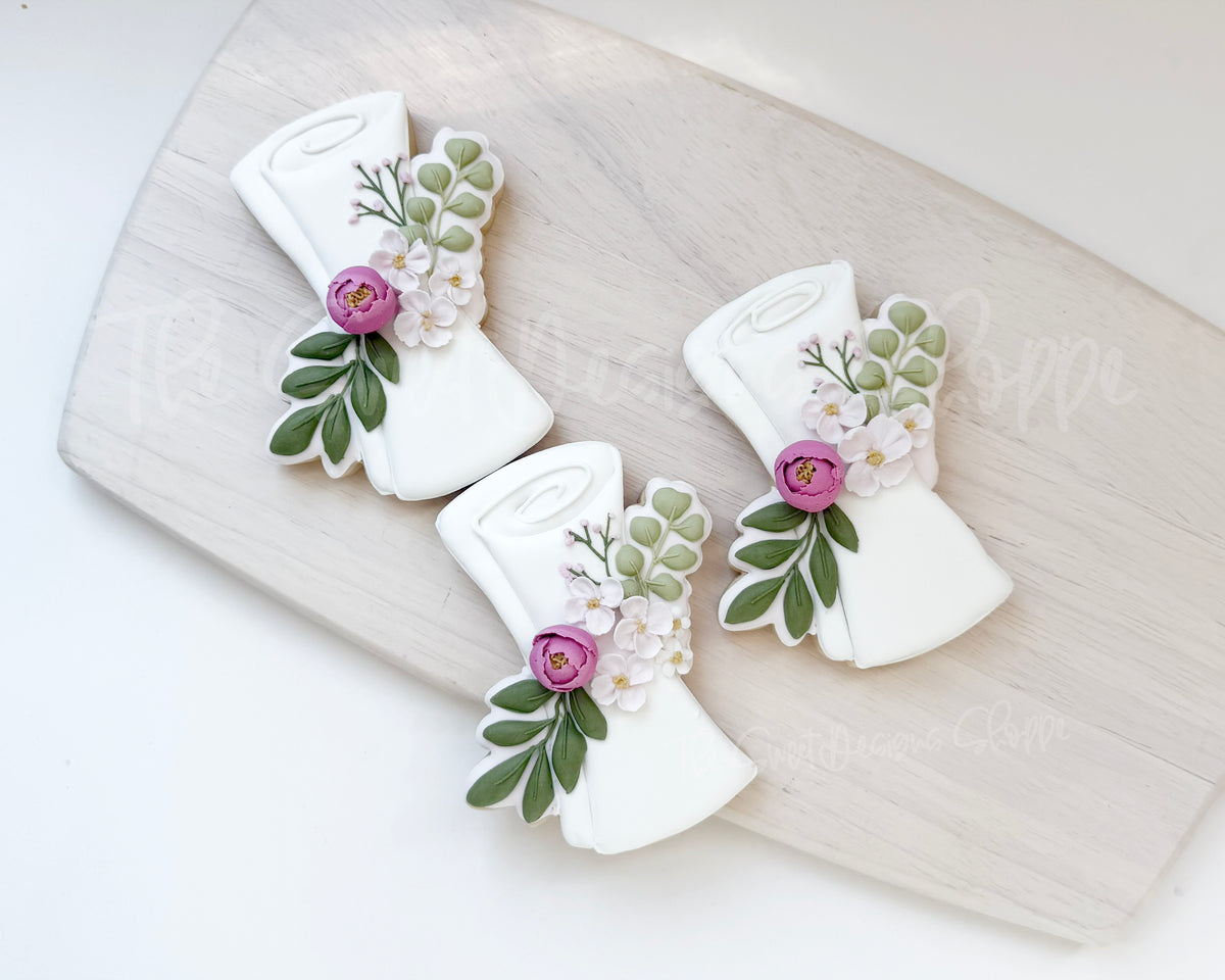 Cookie Cutters - Floral Diploma - Cookie Cutter - The Sweet Designs Shoppe - TSDS - - ALL,award,back to school,Cookie Cutter,diploma,floral diploma,Grad,Graduation,graduations,new sets,Promocode,School,School / Graduation,school supplies,STL
