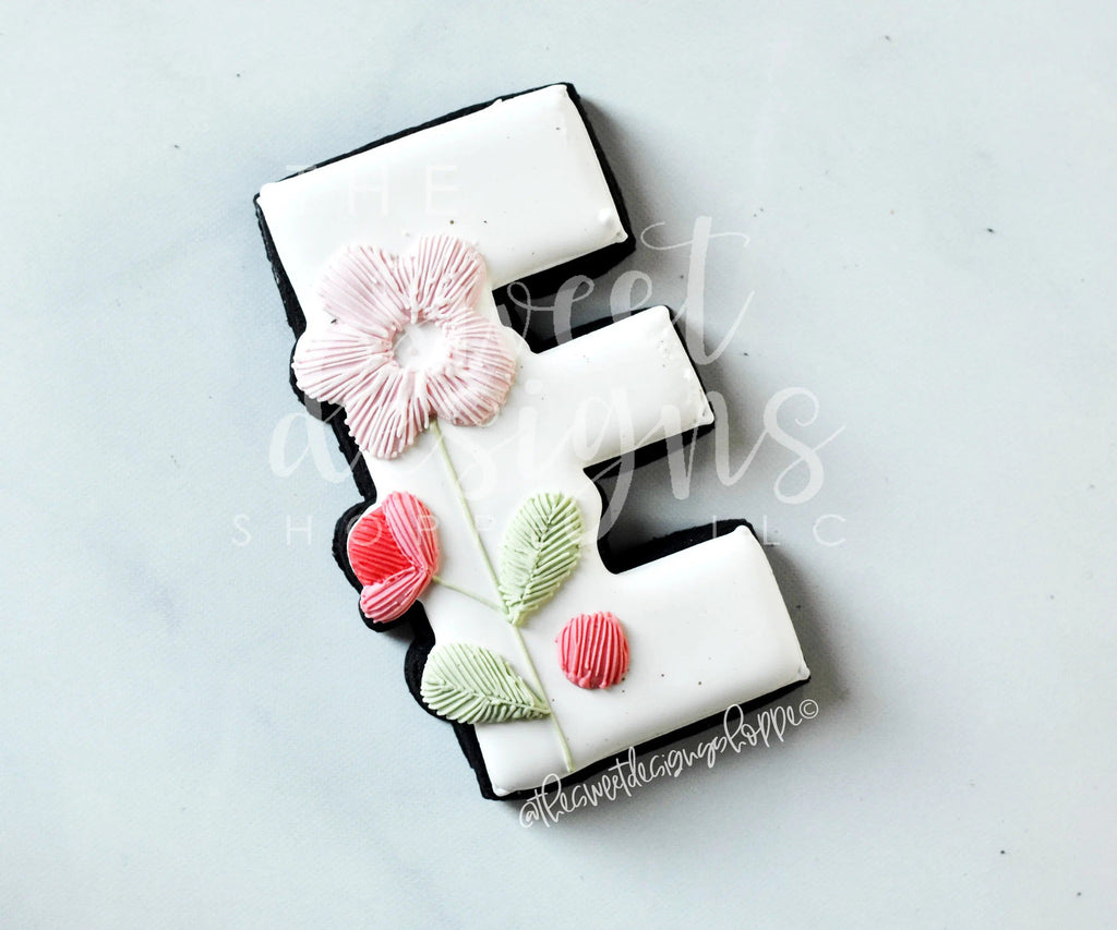 Cookie Cutters - Floral E - Cookie Cutter - The Sweet Designs Shoppe - TSDS - - ALL,Cookie Cutter,letter,Lettering,Letters,letters and numbers,Love,Promocode,text,Valentine,Valentines,Wedding