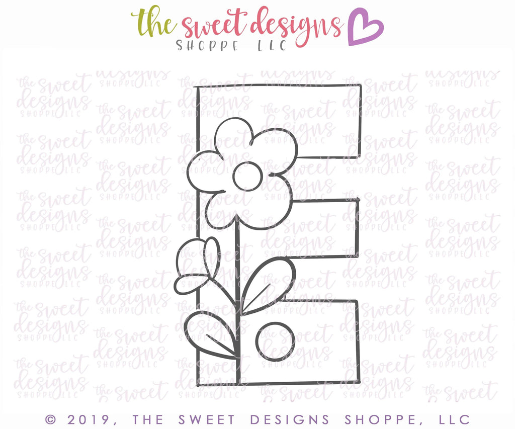 Cookie Cutters - Floral E - Cookie Cutter - The Sweet Designs Shoppe - - ALL, Cookie Cutter, letter, Lettering, Letters, letters and numbers, Love, Promocode, text, Valentine, Valentines, Wedding