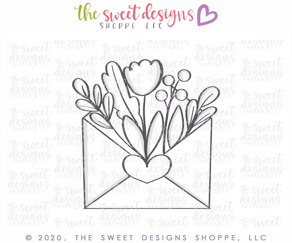Cookie Cutters - Floral Envelope - Cookie Cutter - Sweet Designs Shoppe - - ALL, Cookie Cutter, Promocode, valentines, Wedding