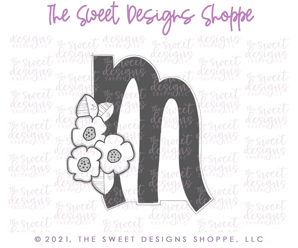 Cookie Cutters - Floral First M - Cookie Cutter - The Sweet Designs Shoppe - - ALL, Cookie Cutter, Customize, Fonts, handlettering, letter, Lettering, Letters, letters and numbers, MOM, mother, mothers DAY, PLAQUES HANDLETTERING, Promocode, text