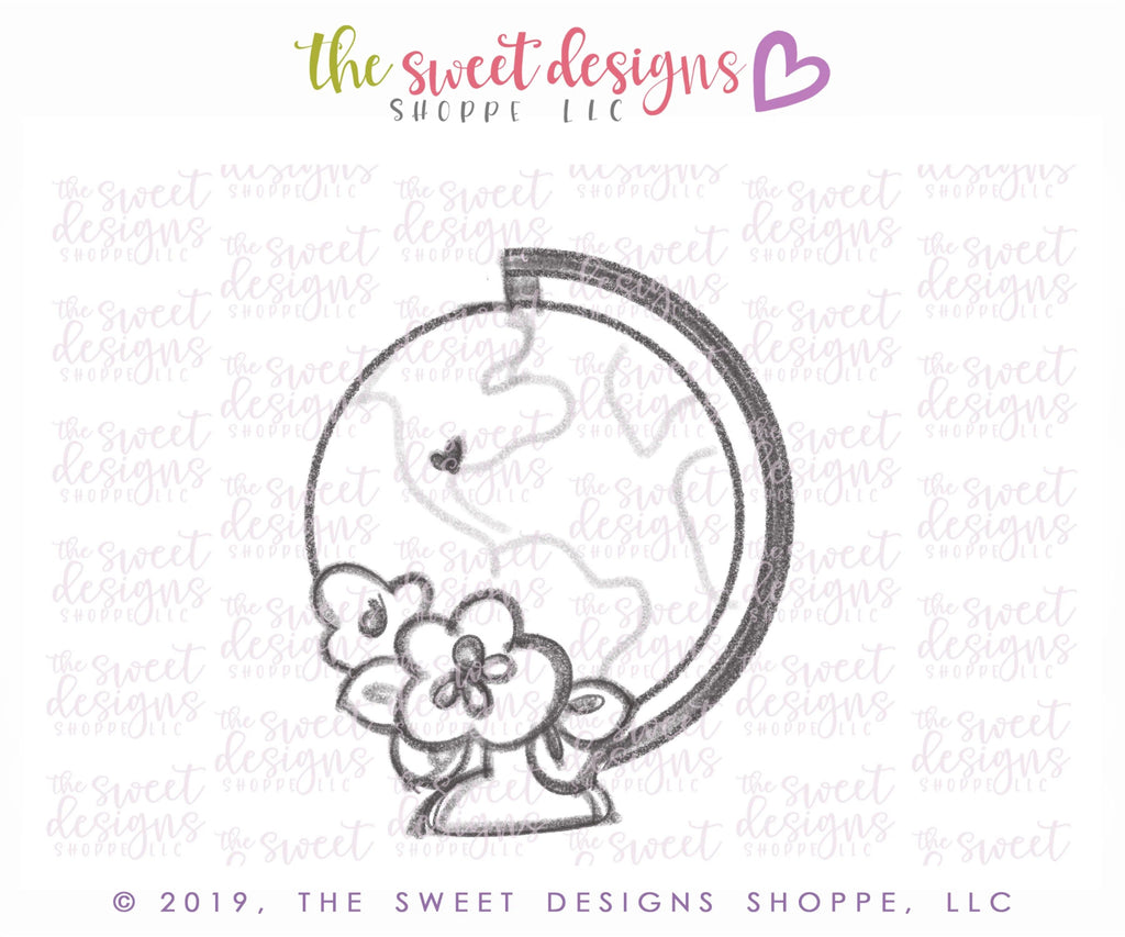 Cookie Cutters - Floral Globe V2- Cookie Cutter - The Sweet Designs Shoppe - - 2019, ALL, back to school, Cookie Cutter, Grad, graduations, mother, mothers DAY, Promocode, School, School / Graduation, school supplies, teacher, teacher appreciation