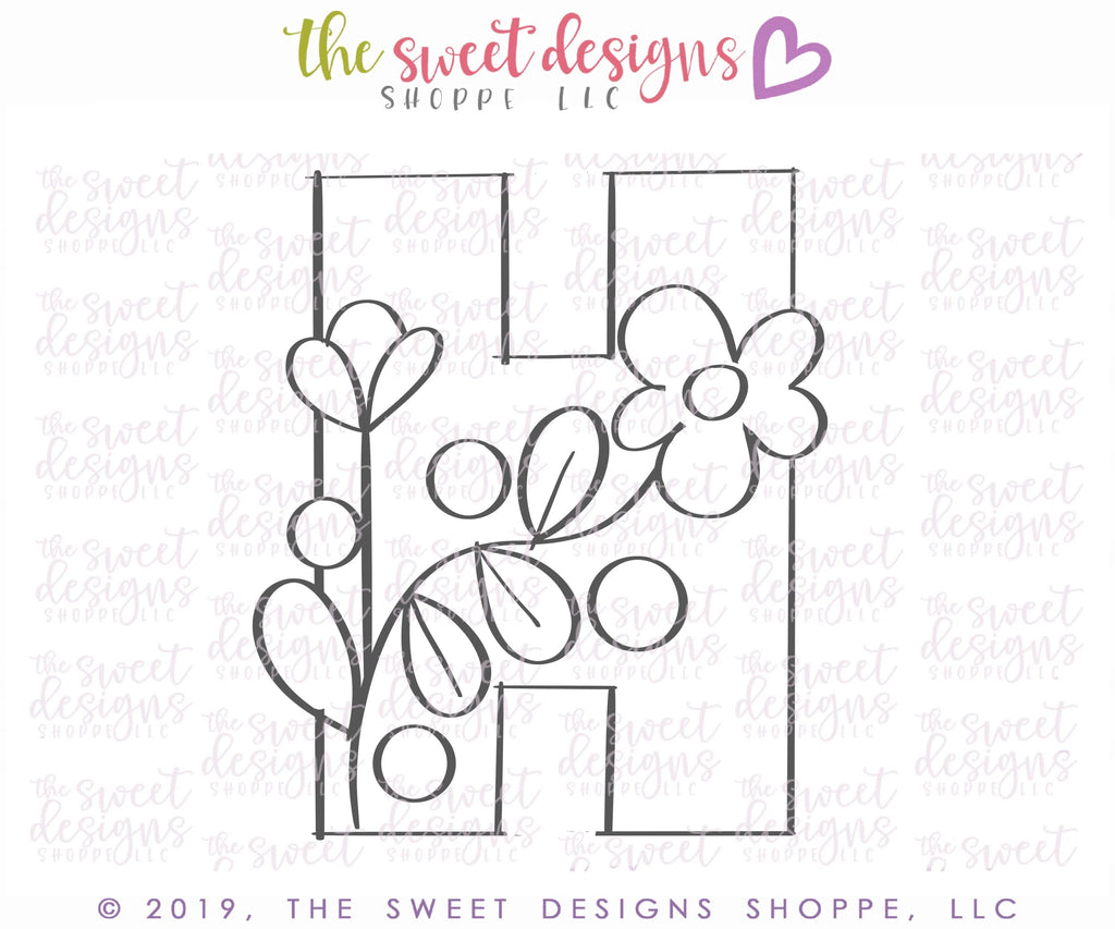 Cookie Cutters - Floral H - Cookie Cutter - Sweet Designs Shoppe - - ALL, Cookie Cutter, Easter, Easter / Spring, letter, Lettering, Letters, letters and numbers, Nature, Promocode, text