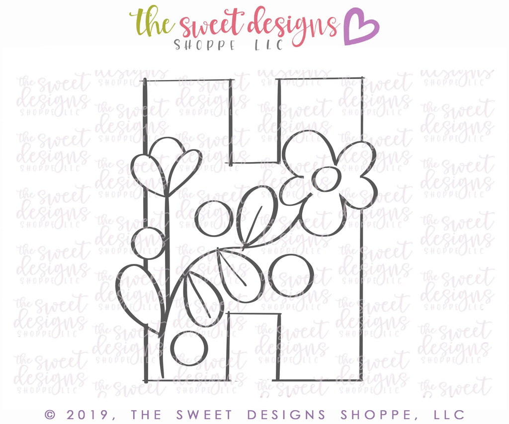 Cookie Cutters - Floral H - Cookie Cutter - The Sweet Designs Shoppe - - ALL, Cookie Cutter, Easter, Easter / Spring, letter, Lettering, Letters, letters and numbers, Nature, Promocode, text