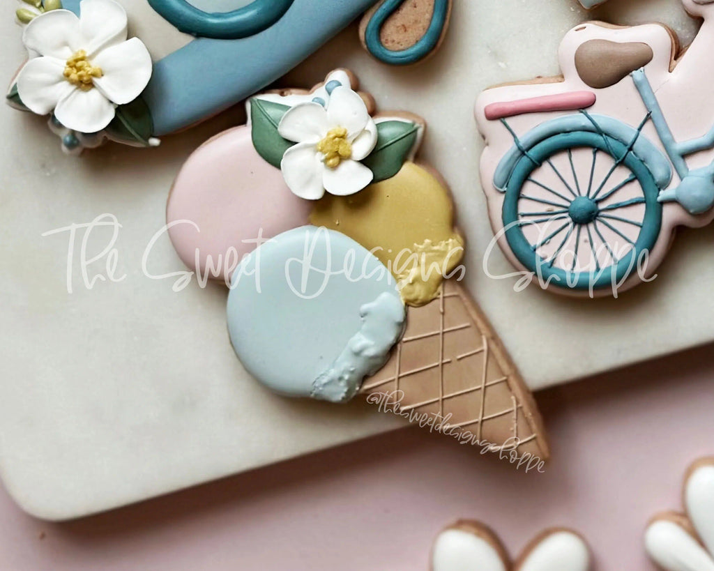 Cookie Cutters - Floral Ice Cream - Cookie Cutter - The Sweet Designs Shoppe - TSDS - - ALL,Cookie Cutter,fast food,Food,Food & Beverages,Ice Cream,icecream,Misc,Miscellaneous,Promocode,Summer,Sweet,Sweets