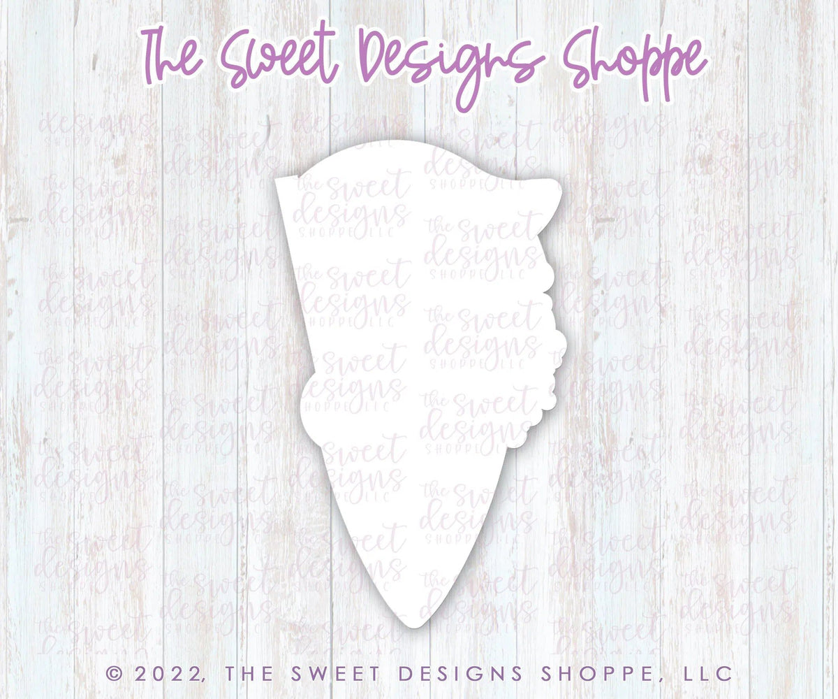 Cookie Cutters - Floral Ice Cream with Flag - Cookie Cutter - The Sweet Designs Shoppe - TSDS - - ALL,Birthday,cone,Cookie Cutter,icecream,kid,kids,Promocode,STL,Sweet,Sweets