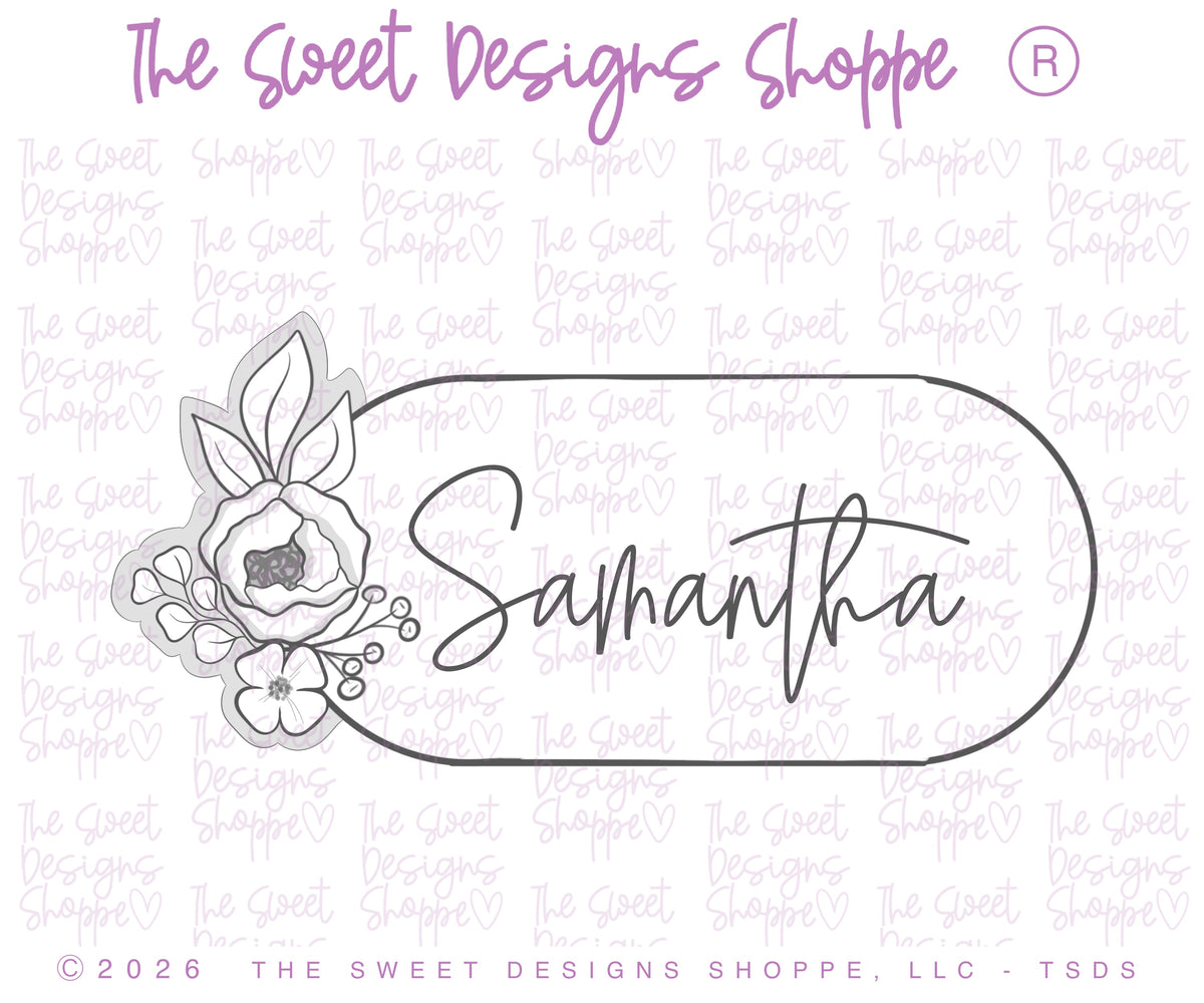 Cookie Cutters - Floral Narrow Oval Plaque - Cookie Cutter - The Sweet Designs Shoppe - TSDS - - ALL,award,back to school,Cookie Cutter,diploma,Floral Narrow Oval Plaque,Grad,Graduation,graduations,handlettering,mothers,Plaque,Plaques,Promocode,School,School / Graduation,school supplies,STL