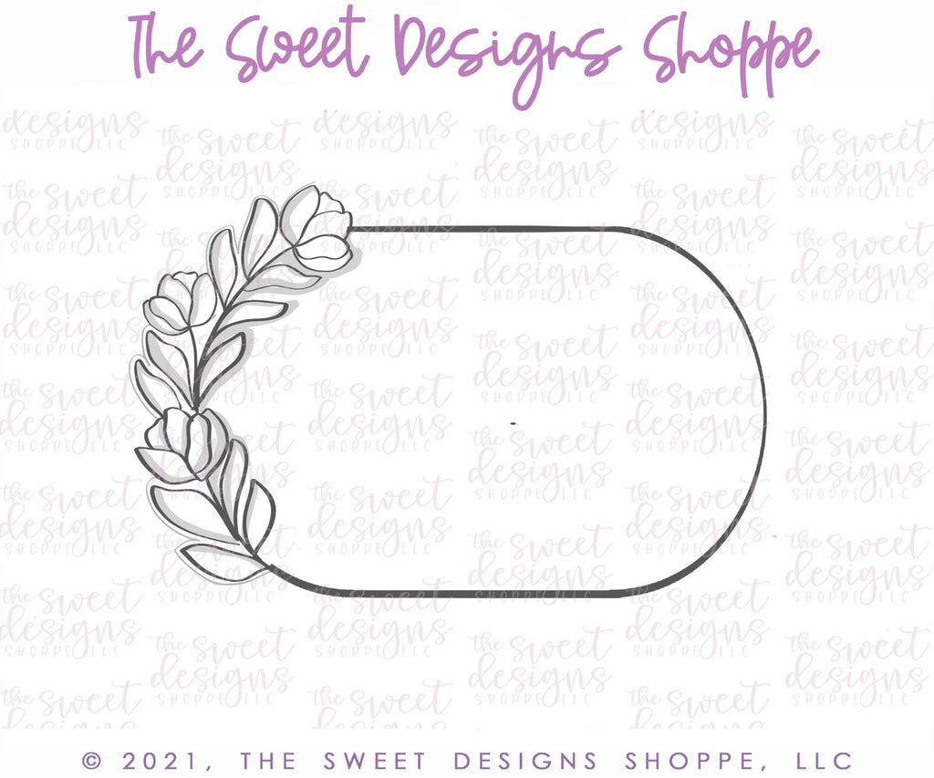 Cookie Cutters - Floral Oval - Plaque - Cookie Cutter - The Sweet Designs Shoppe - TSDS - - 4th,4th July,4th of July,ALL,Cookie Cutter,Patriotic,Plaque,Plaques,PLAQUES HANDLETTERING,Promocode,STL,Sweet,Sweets,Travel,USA