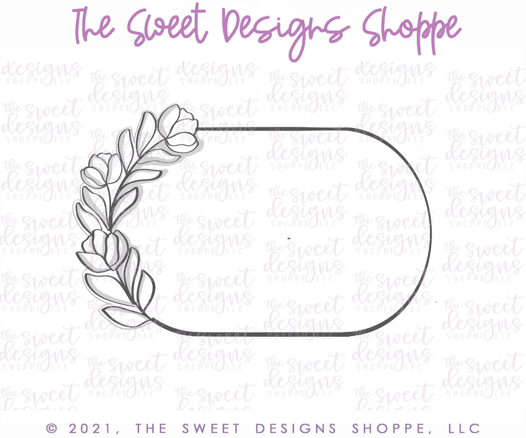 Cookie Cutters - Floral Oval - Plaque - Cookie Cutter - The Sweet Designs Shoppe - - 4th, 4th July, 4th of July, ALL, Cookie Cutter, Patriotic, Plaque, Plaques, PLAQUES HANDLETTERING, Promocode, Sweet, Sweets, Travel, USA