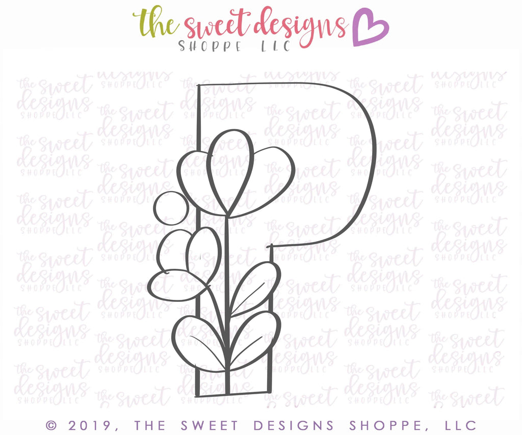 Cookie Cutters - Floral P - Cookie Cutter - The Sweet Designs Shoppe - - ALL, Cookie Cutter, Easter, Easter / Spring, letter, Lettering, Letters, letters and numbers, Nature, Promocode, text