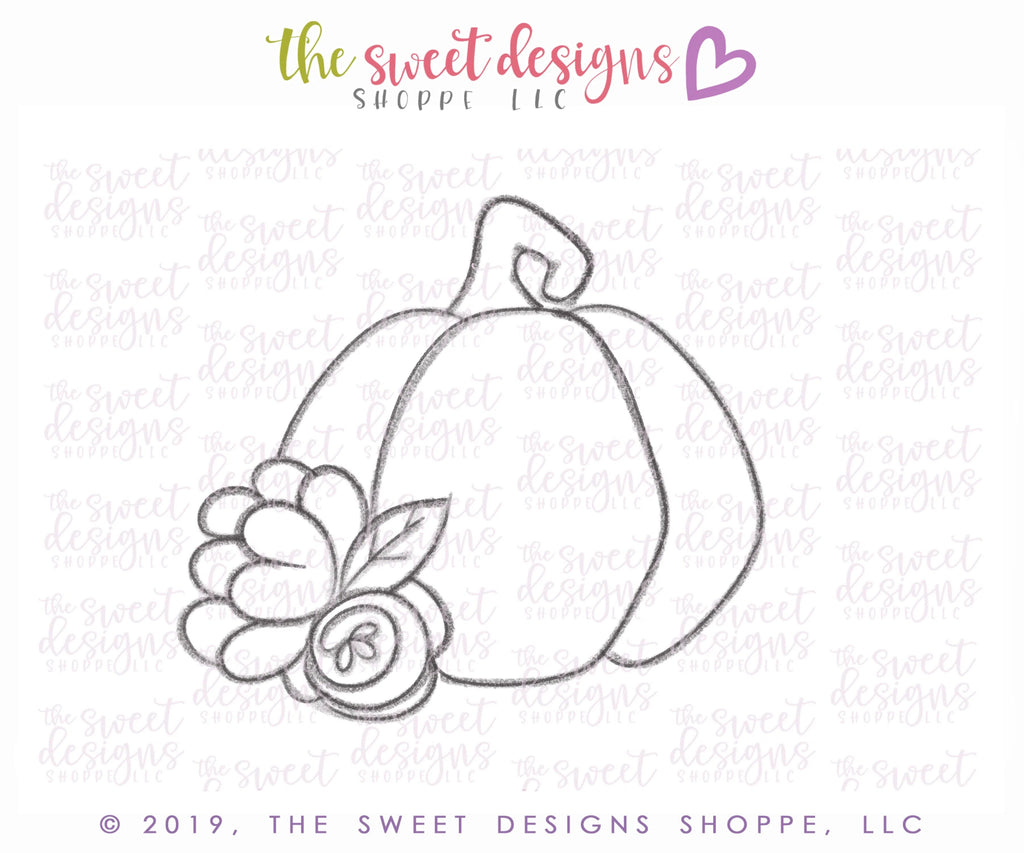 Cookie Cutters - Floral Pumpkin 2019 - Cookie Cutter - Sweet Designs Shoppe - - ALL, Cookie Cutter, Customize, Fall, Fall / Thanksgiving, Fall Halloween, Food, Fruits and Vegetables, Halloween, nature, Promocode, Pumpkin, Vegetable
