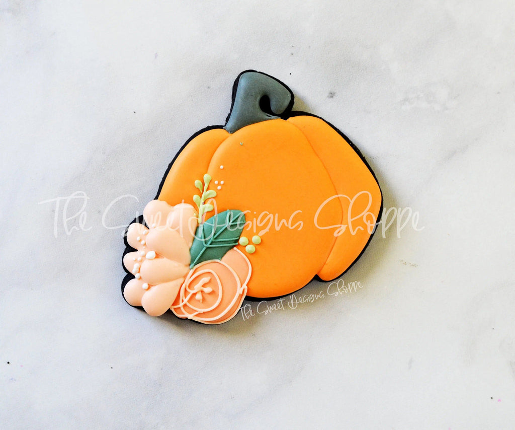 Cookie Cutters - Floral Pumpkin 2019 - Cookie Cutter - The Sweet Designs Shoppe - TSDS - - ALL,Cookie Cutter,Customize,Fall,Fall / Thanksgiving,Fall Halloween,Food,Fruits and Vegetables,Halloween,nature,Promocode,Pumpkin,Vegetable