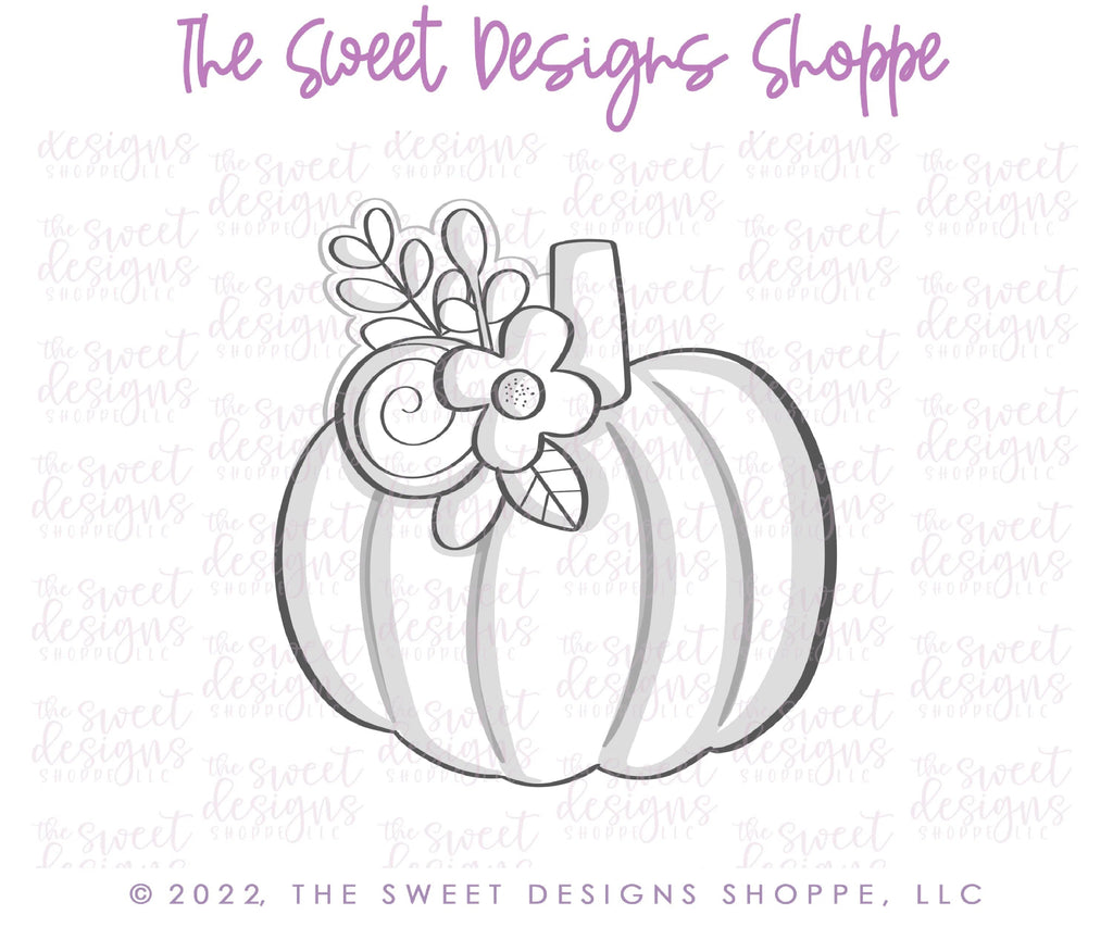 Cookie Cutters - Floral Pumpkin 2022 - Cookie Cutter - Sweet Designs Shoppe - - ALL, Autumn, Cookie Cutter, Fall, Fall / Halloween, Fall / Thanksgiving, Food, Food & Beverages, Fruits and Vegetables, Halloween, Promocode, Pumpkin, thanksgiving