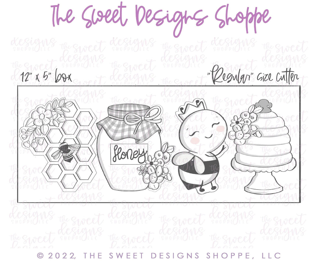 Cookie Cutters - Floral Queen Bee Set - Set of 4 - Cookie Cutters - The Sweet Designs Shoppe - TSDS - - ALL,Animal,Animals,Animals and Insects,Cookie Cutter,insect,Insects,Mini Sets,MOM,mother,Mothers Day,Promocode,regular sets,set