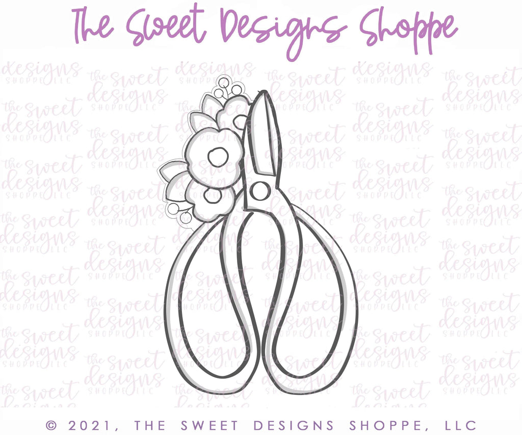 Cookie Cutters - Floral Scissors - Cookie Cutter - The Sweet Designs Shoppe - TSDS - - ALL,back to school,Cookie Cutter,Grad,graduations,Promocode,School,School / Graduation,School Bus,school supplies,teacher,teacher appreciation,Tool,tool box,toolbox,tools