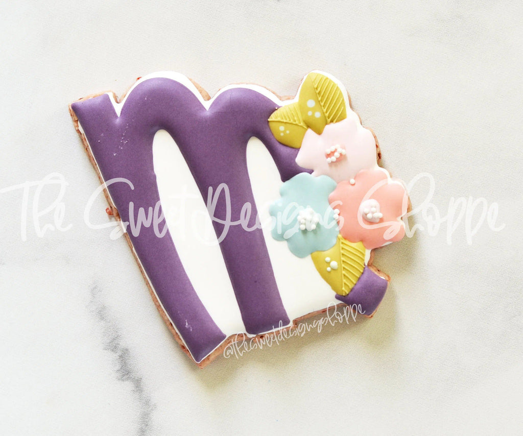 Cookie Cutters - Floral Second M - Cookie Cutter - The Sweet Designs Shoppe - TSDS - - ALL,Cookie Cutter,Customize,Fonts,handlettering,letter,Lettering,Letters,letters and numbers,MOM,mother,mothers DAY,PLAQUES HANDLETTERING,Promocode,text