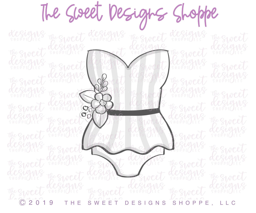 Cookie Cutters - Floral Swimsuit - Cookie Cutter - Sweet Designs Shoppe - - ALL, bathing suit, beach, Clothing / Accessories, Cookie Cutter, pool, Promocode, Summer, swimming, vacation