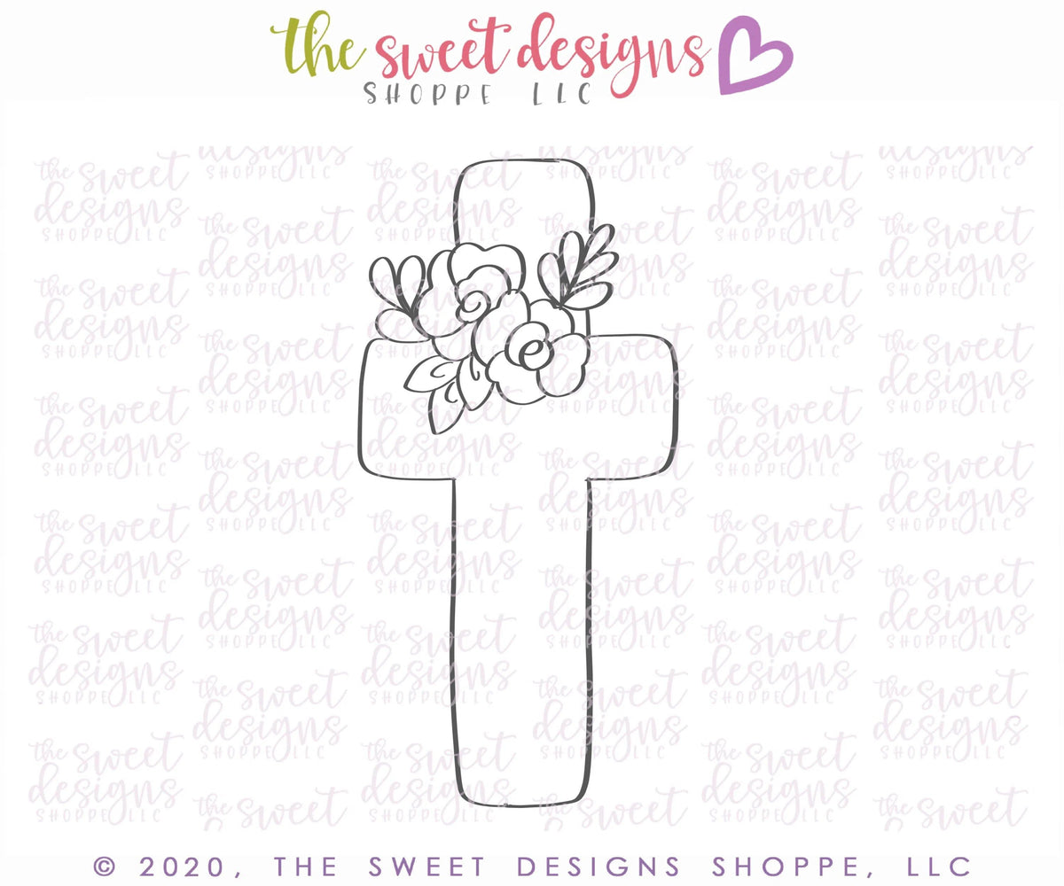 Cookie Cutters - Floral Tall Cross - Cookie Cutter - The Sweet Designs Shoppe - TSDS - - ALL,communion,Cookie Cutter,easter,Easter / Spring,First Communion,floral,Promocode,Religious