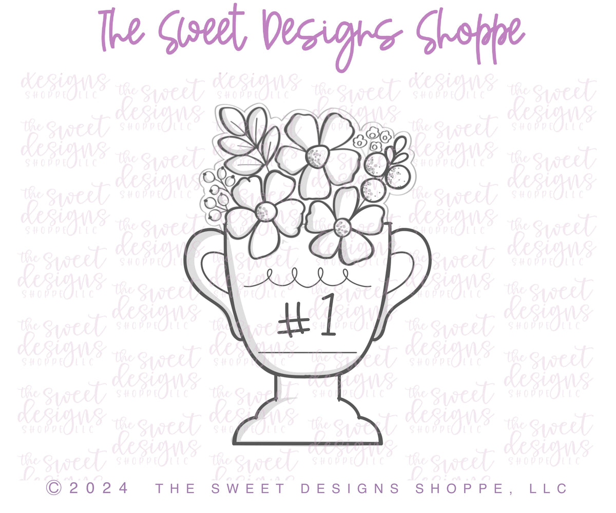 Cookie Cutters - Floral Trophy & Best MOM Plaque Cookie Cutter Set - Set of 2 - Cookie Cutters - The Sweet Designs Shoppe - TSDS - - ALL,Cookie Cutter,Flower,Flowers,Leaves and Flowers,MOM,Mom Plaque,mother,Mothers Day,Plaque,Plaques,PLAQUES HANDLETTERING,Promocode,regular sets,set,sports,STL,Trees Leaves and Flowers