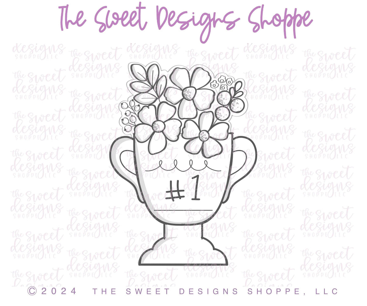 Cookie Cutters - Floral Trophy - Cookie Cutter - The Sweet Designs Shoppe - TSDS - - ALL,Cookie Cutter,floral,florals,MOM,mother,Mothers Day,Promocode,sport,sports,trophy