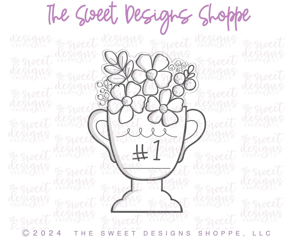 Cookie Cutters - Floral Trophy - Cookie Cutter - The Sweet Designs Shoppe - TSDS - - ALL,Cookie Cutter,floral,florals,MOM,mother,Mothers Day,Promocode,sport,sports,trophy