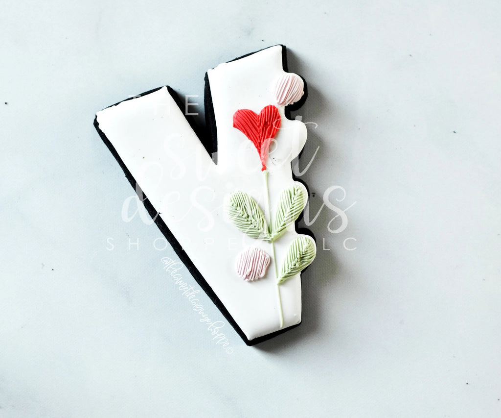 Cookie Cutters - Floral V - Cookie Cutter - Sweet Designs Shoppe - - ALL, Cookie Cutter, letter, Lettering, Letters, letters and numbers, Love, Promocode, text, Valentine, Valentines, Wedding