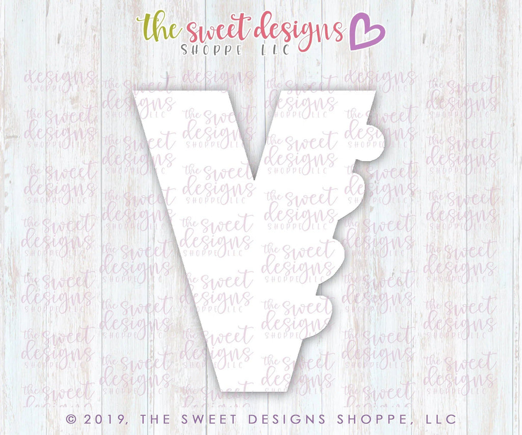 Cookie Cutters - Floral V - Cookie Cutter - The Sweet Designs Shoppe - - ALL, Cookie Cutter, letter, Lettering, Letters, letters and numbers, Love, Promocode, text, Valentine, Valentines, Wedding