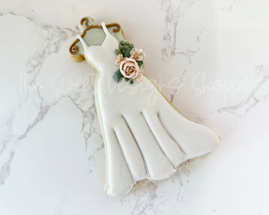 Cookie Cutters - Floral Wedding Dress - Cookie Cutter - The Sweet Designs Shoppe - - Accesories, Accessories, accessory, ALL, Bachelorette, Bride, Clothes, clothing, Clothing / Accessories, Cookie Cutter, Flower, Flowers, Leaves and Flowers, Married, Promocode, Wedding