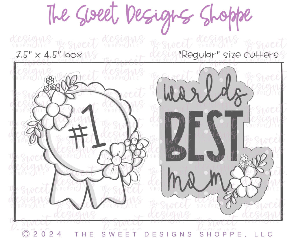 Cookie Cutters - Floral World's BEST Mom Cookie Cutter Set - Set of 2 - Cookie Cutters - Sweet Designs Shoppe - - ALL, Cookie Cutter, Flower, Flowers, Leaves and Flowers, MOM, Mom Plaque, mother, Mothers Day, new, Plaque, Plaques, PLAQUES HANDLETTERING, Promocode, regular sets, set, Trees Leaves and Flowers