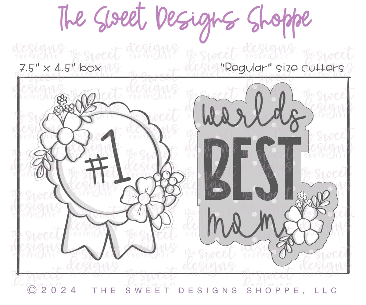 Cookie Cutters - Floral World's BEST Mom Cookie Cutter Set - Set of 2 - Cookie Cutters - The Sweet Designs Shoppe - TSDS - - ALL,Cookie Cutter,Flower,Flowers,Leaves and Flowers,MOM,Mom Plaque,mother,Mothers Day,Plaque,Plaques,PLAQUES HANDLETTERING,Promocode,regular sets,set,STL,Trees Leaves and Flowers