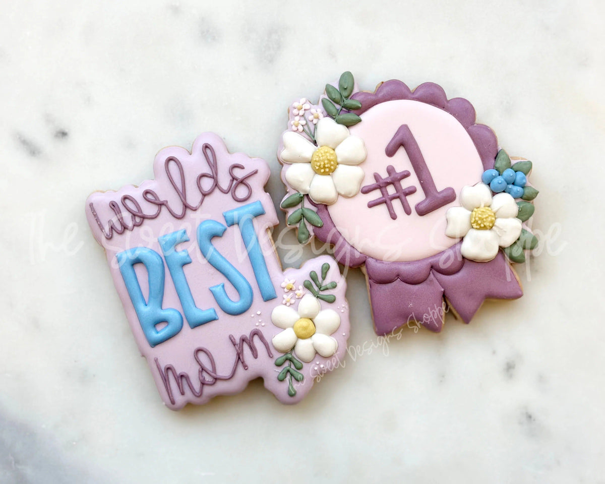 Cookie Cutters - Floral World's BEST Mom Cookie Cutter Set - Set of 2 - Cookie Cutters - The Sweet Designs Shoppe - TSDS - - ALL,Cookie Cutter,Flower,Flowers,Leaves and Flowers,MOM,Mom Plaque,mother,Mothers Day,Plaque,Plaques,PLAQUES HANDLETTERING,Promocode,regular sets,set,STL,Trees Leaves and Flowers