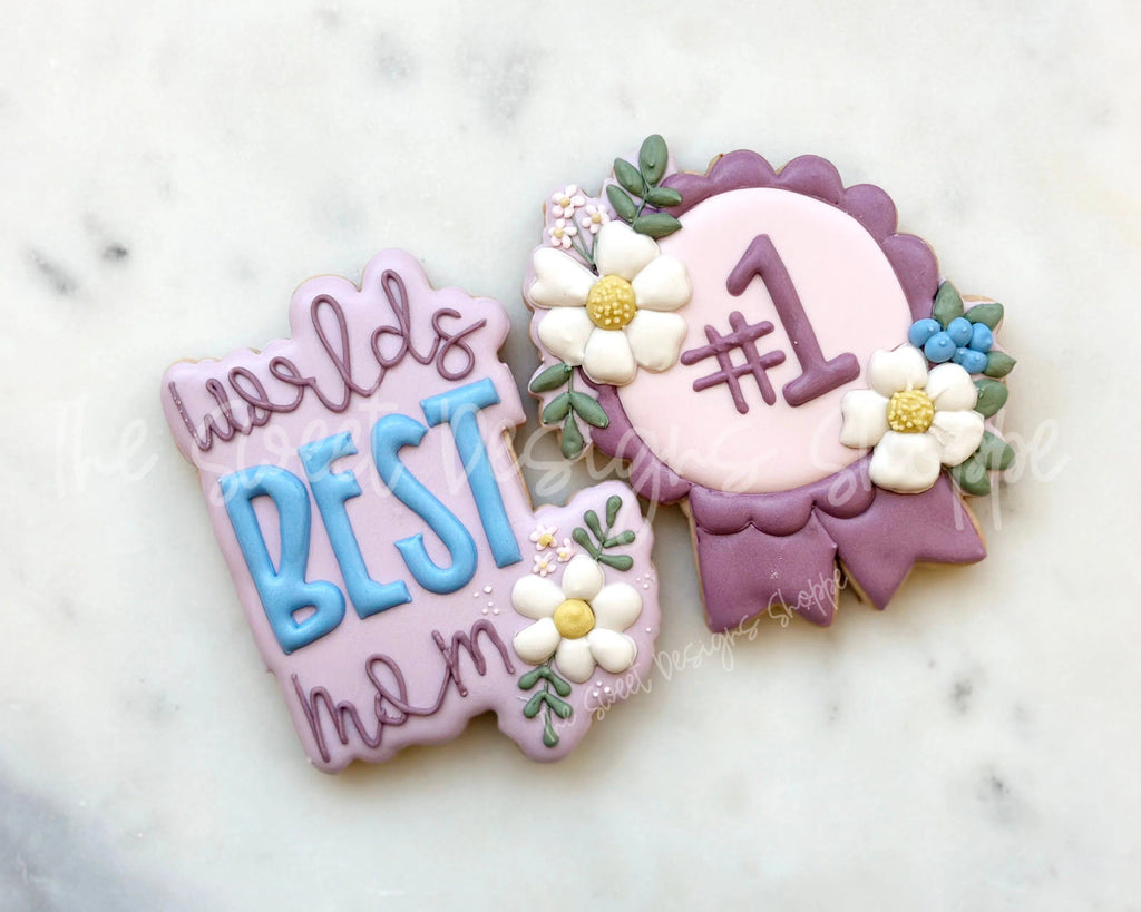 Cookie Cutters - Floral World's BEST Mom Cookie Cutter Set - Set of 2 - Cookie Cutters - The Sweet Designs Shoppe - TSDS - - ALL,Cookie Cutter,Flower,Flowers,Leaves and Flowers,MOM,Mom Plaque,mother,Mothers Day,Plaque,Plaques,PLAQUES HANDLETTERING,Promocode,regular sets,set,STL,Trees Leaves and Flowers