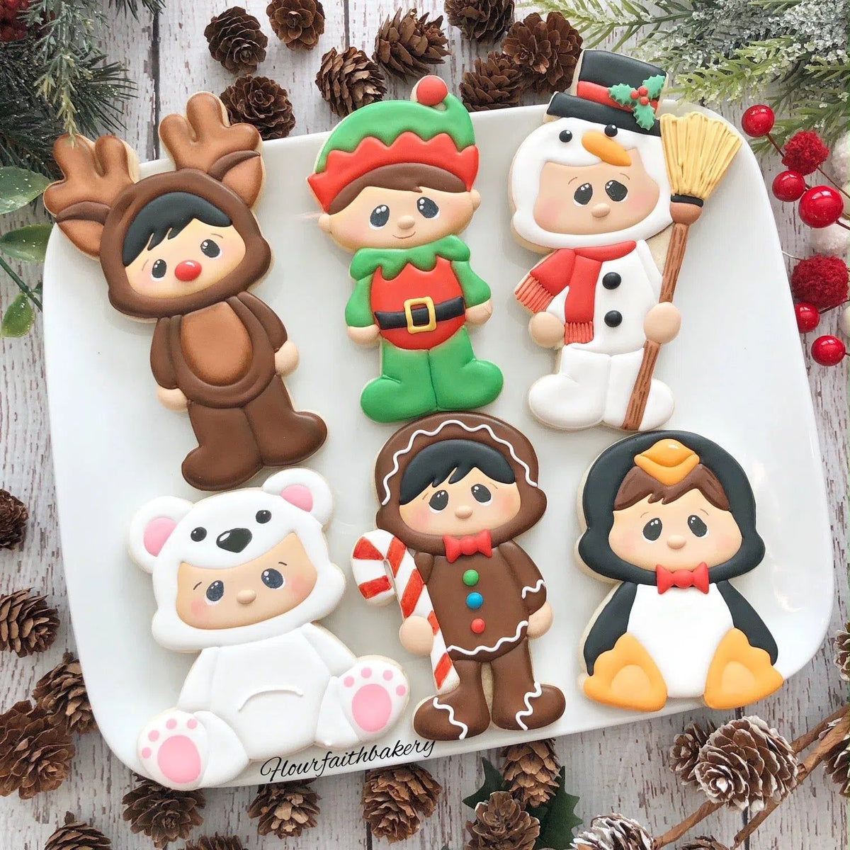 Cookie Cutters - Flour & Faith Christmas Cuties Class Cookie Cutters Set - Set of 6 Cookie Cutters - Online Class not included. - The Sweet Designs Shoppe - TSDS - - ALL,Christmas,Christmas / Winter,Christmas Cookies,Christmas Cuties Class,class,Cookie Cutter,cuties,fat Set,flour&faith,flourandfaith,Frosty,Ginger bread,Gingerbread,online,Promocode,regular sets,set,sets