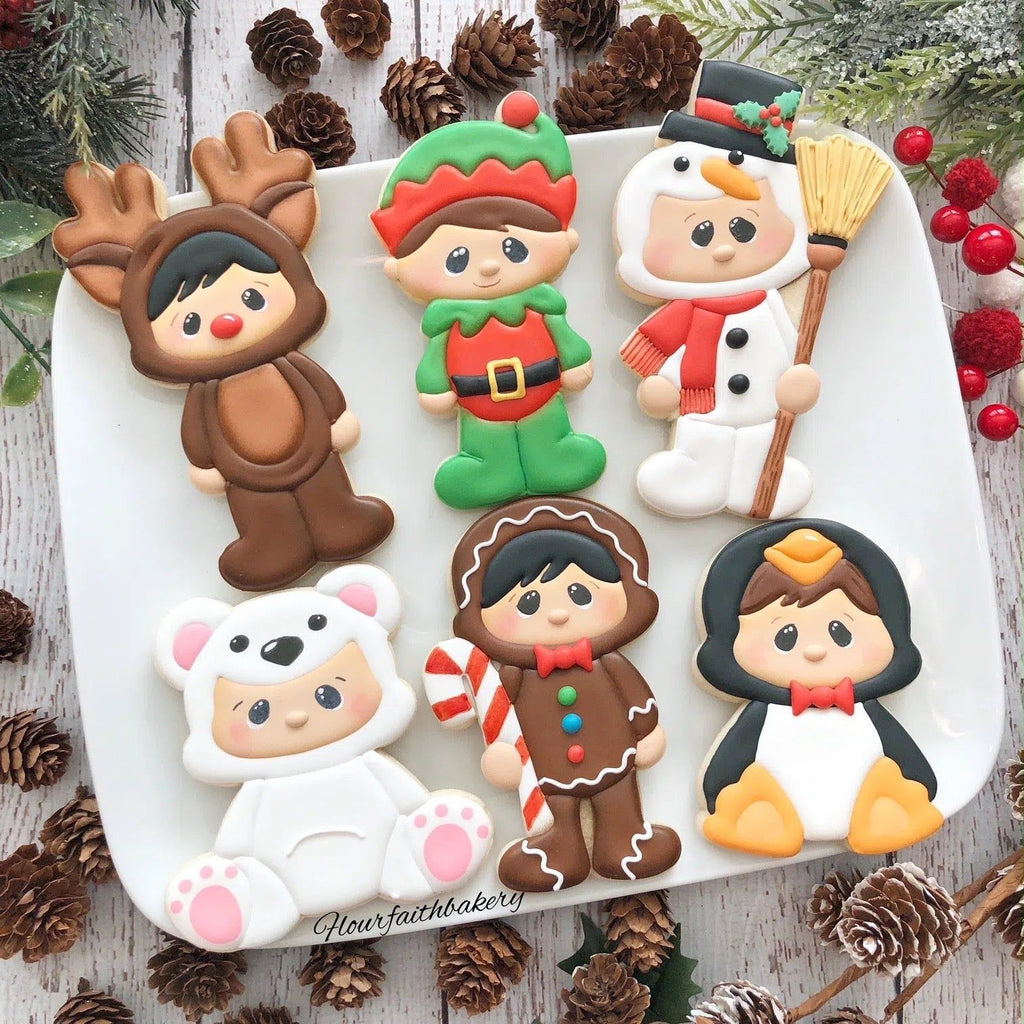 Cookie Cutters - Flour & Faith Christmas Cuties Class Cookie Cutters Set - Set of 6 Cookie Cutters - Online Class not included. - The Sweet Designs Shoppe - TSDS - - ALL,Christmas,Christmas / Winter,Christmas Cookies,Christmas Cuties Class,class,Cookie Cutter,cuties,fat Set,flour&faith,flourandfaith,Frosty,Ginger bread,Gingerbread,online,Promocode,regular sets,set,sets