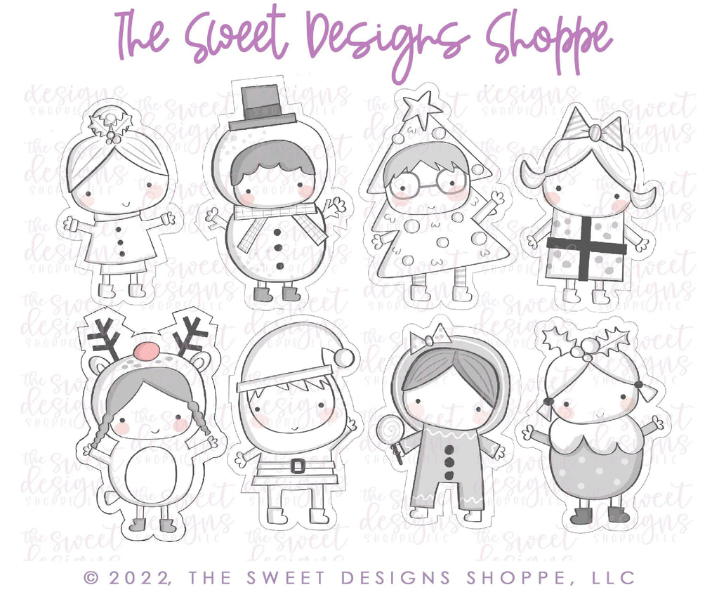 Cookie Cutters - Flour & Faith - Modern Christmas Cuties Class Cookie Cutters Set - Set of 8 Cookie Cutters - Online Class not included. - The Sweet Designs Shoppe - TSDS - - ALL,Christmas,Christmas / Winter,Christmas Cookies,class,Cookie Cutter,fat Set,flour&faith,flourandfaith,Frosty,Gingerbread,online,Promocode,regular sets,set,sets