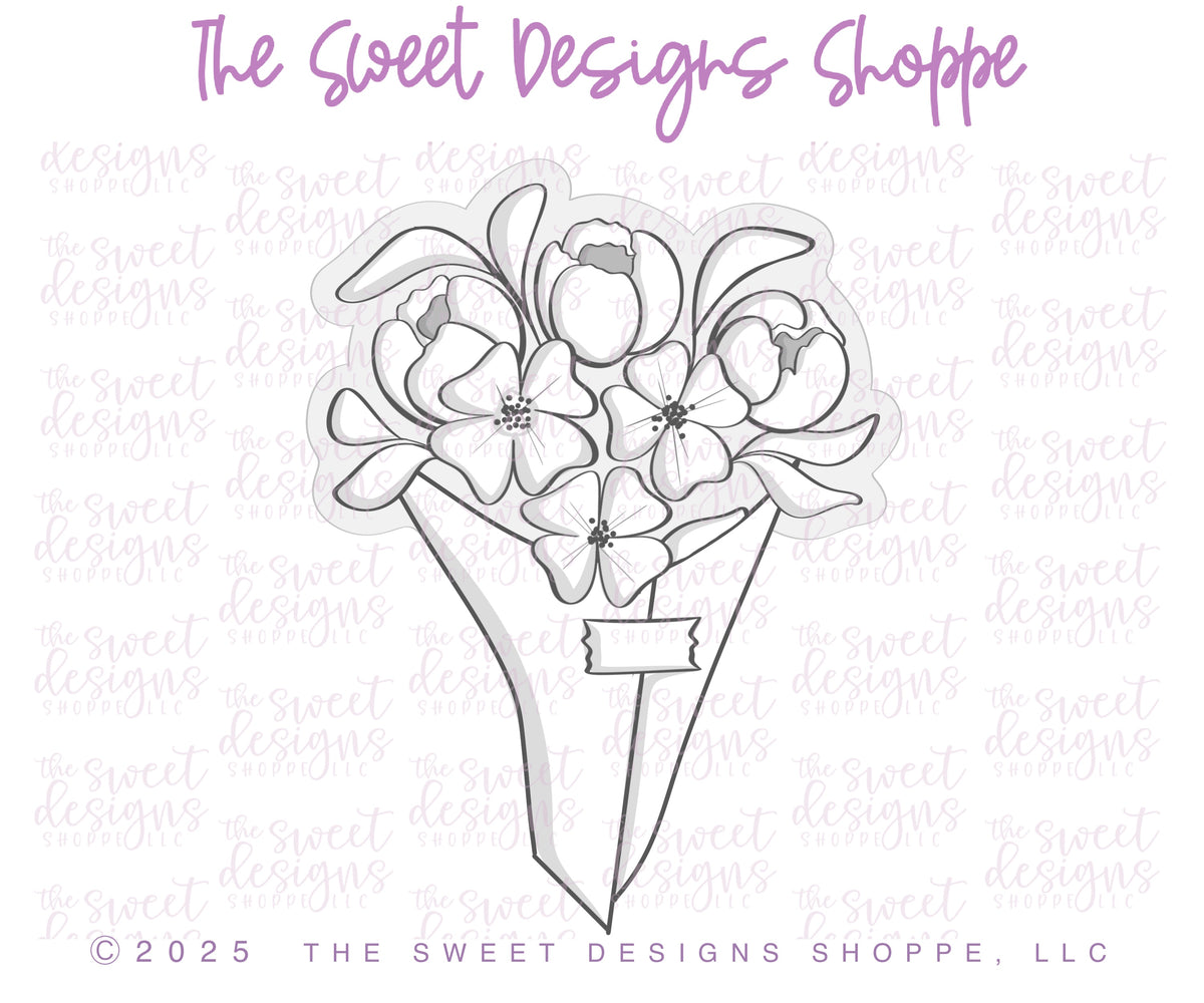 Cookie Cutters - Flower Market Bouquet- Cookie Cutter - The Sweet Designs Shoppe - TSDS - - ALL,celebration,cookie con classes,Cookie Countess,Cookie Cutter,CookieCon,flower market bouquet,Flowers,Leaves and Flowers,long stem flowers,new sets,Paris,parisian flower market,Promocode,STL,Wedding