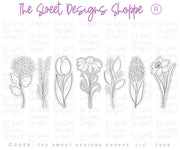 Cookie Cutters - Flowers Long Stem Set - Set of 7 - Cookie Cutters - The Sweet Designs Shoppe - TSDS - - ALL,Cookie Cutter,floral,florals,Flower,Flowers,Leaves and Flowers,MOM,mother,mothers,Mothers Day,Promocode,regular sets,set,sets,STL,Trees Leaves and Flowers
