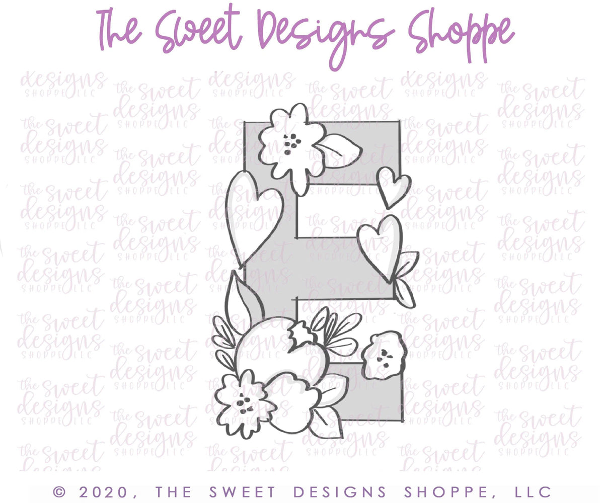 Cookie Cutters - Flowery E - Cookie Cutter - The Sweet Designs Shoppe - TSDS - - ALL,Cookie Cutter,Lettering,Letters,letters and numbers,Promocode,text,valentines,Wedding,Wedding Favors