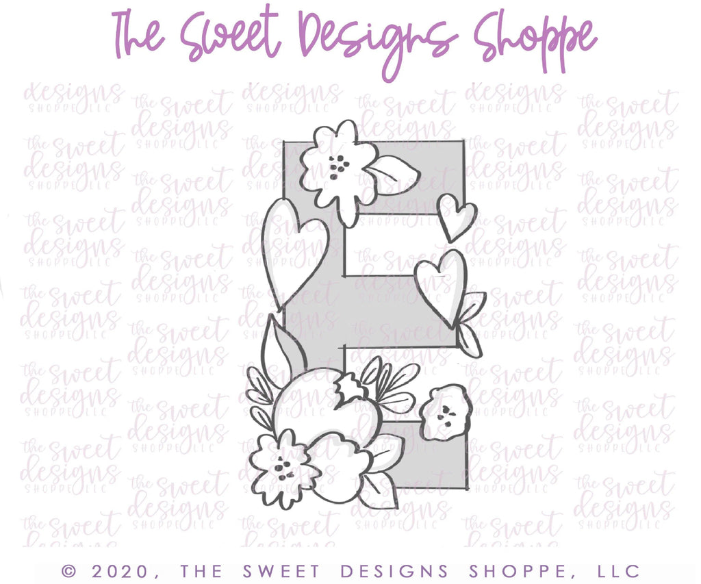 Cookie Cutters - Flowery E - Cookie Cutter - The Sweet Designs Shoppe - TSDS - - ALL,Cookie Cutter,Lettering,Letters,letters and numbers,Promocode,text,valentines,Wedding