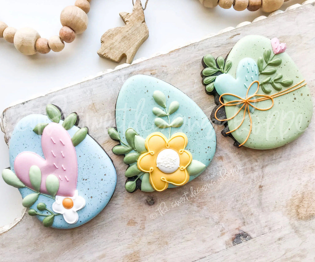 Cookie Cutters - Flowery Easter Eggs (A,B,C) - Cookie Cutter Set - 3 Piece Set - Cookie Cutters - The Sweet Designs Shoppe - - ALL, Cookie Cutter, Easter, Easter / Spring, Mini Set, Mini Sets, Promocode, regular sets, set, sets